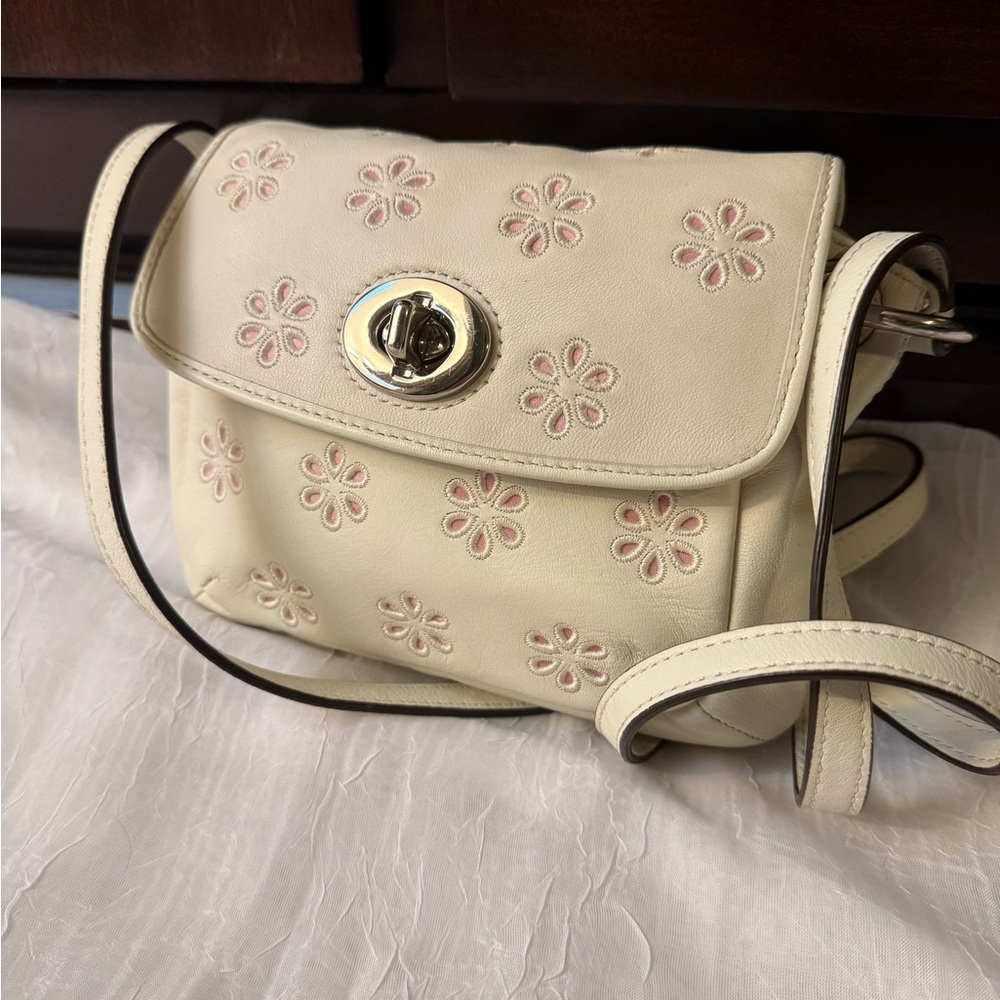 Coach Leather Daisy Eyelet Vintage Embroidered
